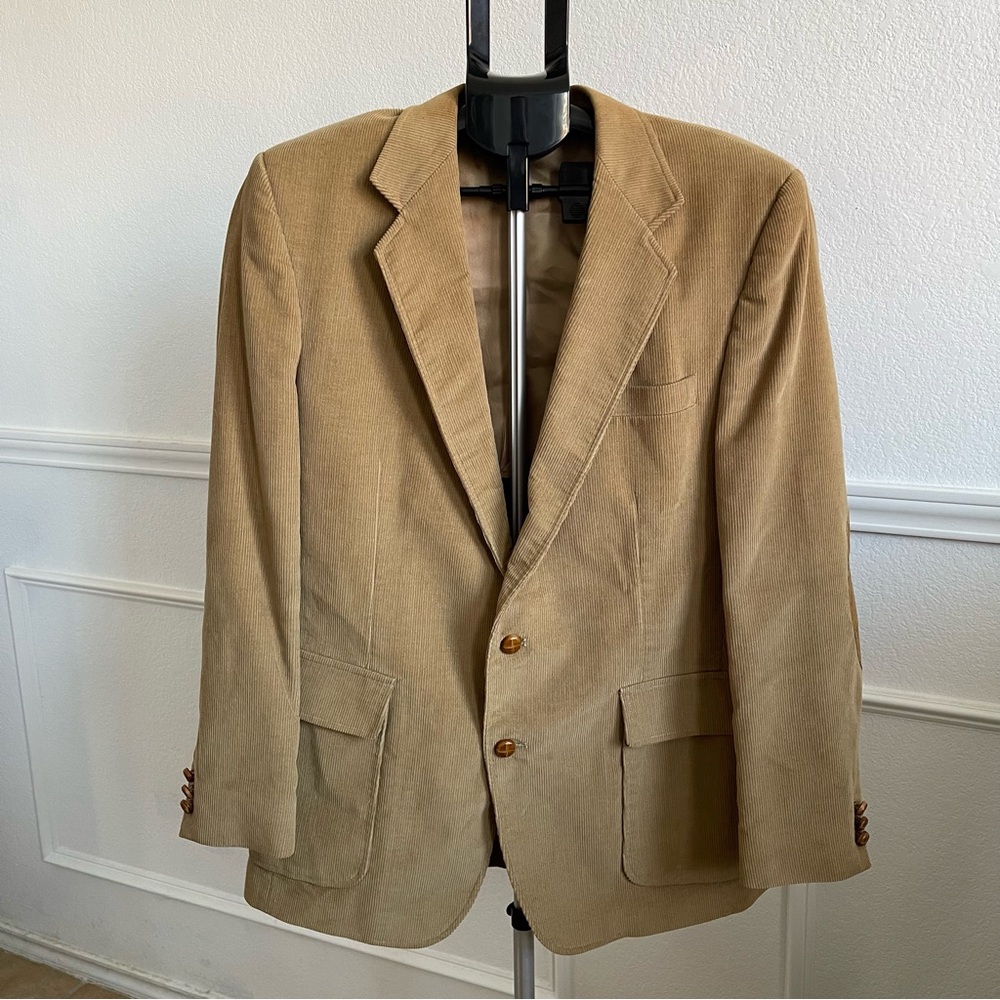 Haggar Men's Camel Corduroy Blazer With Elbow Patched